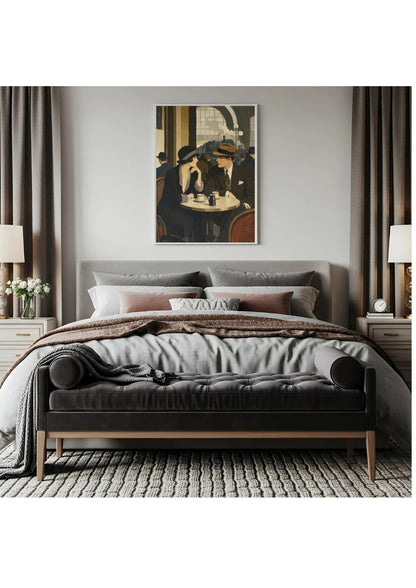 1920s Couple Coffee Canvas, Retro Romance Café Print